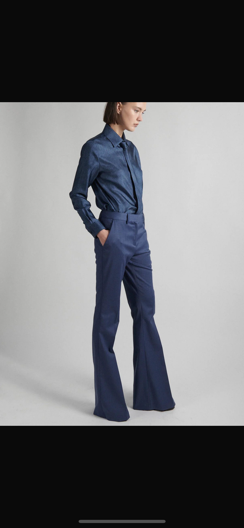 Pantalon bleu en gabardine stretch