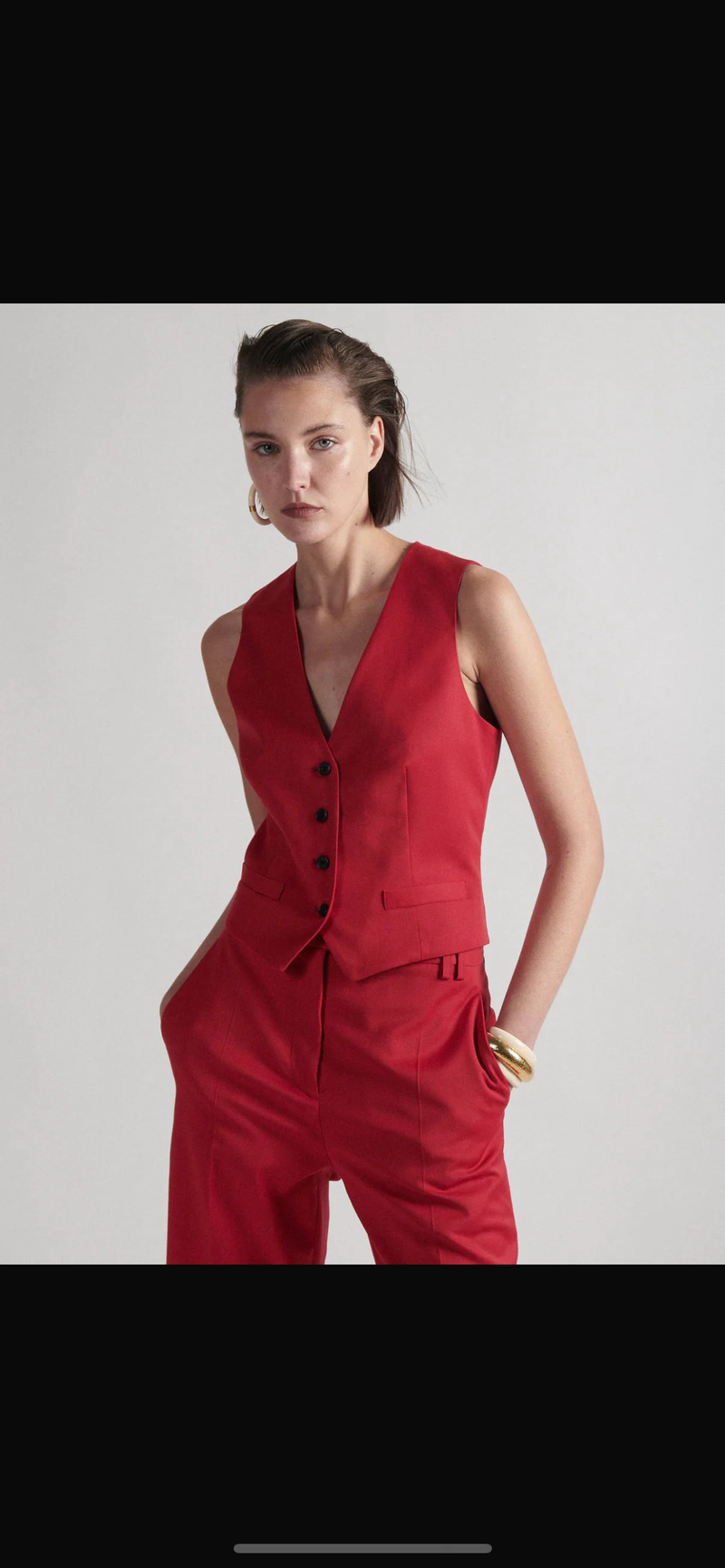 Gilet rouge en gabardine stretch