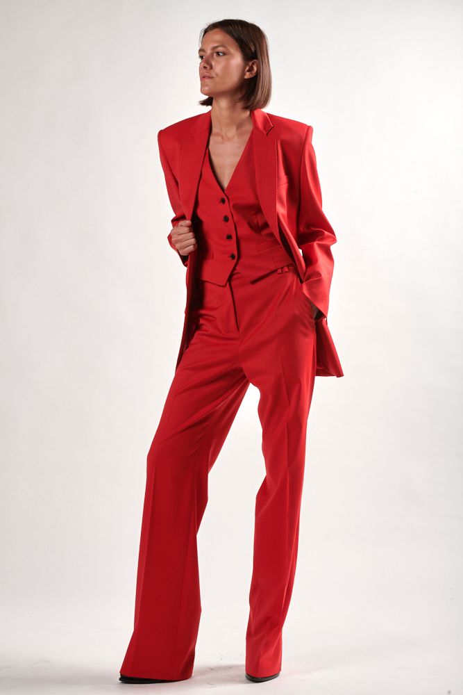 Veste rouge en gabardine stretch