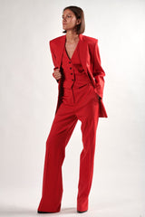 Pantalon rouge en gabardine stretch