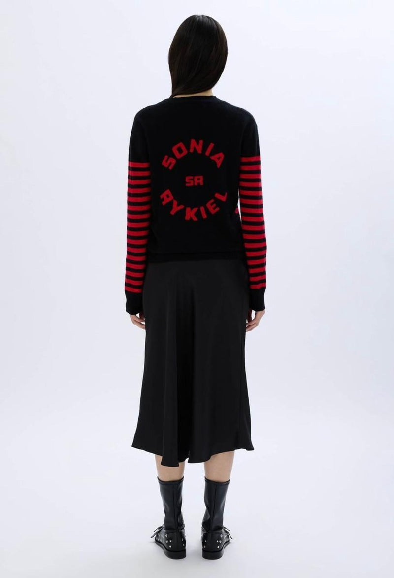 Pull en cachemire rouge et noir