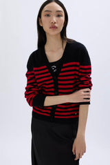 Pull en cachemire rouge et noir