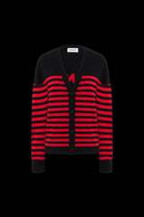 Pull en cachemire rouge et noir